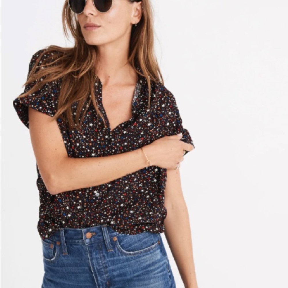 Madewell Central Drapey Button Down Shirt in Starry Night